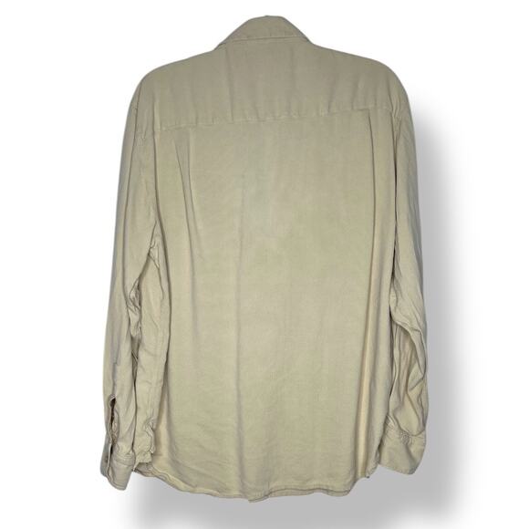 Men's Tommy Bahama 100% Silk Tan Button Shirt Large - Picture 5 of 5